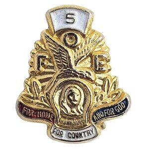 Vintage FOE Fraternal Order of Eagles Auxiliary 5 Lapel Pin Brooch